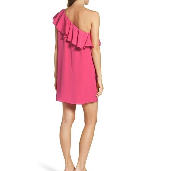 FRENCH CONNECTION SUMMER CREPE ONE SHOULDER RUFFLE DRESS M NWT - Picture 2 of 8
